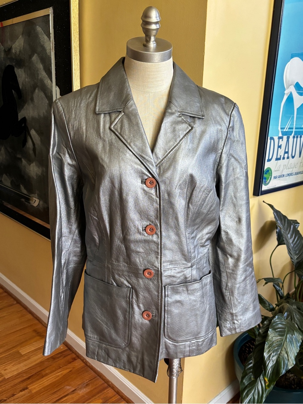 vintage 80’s/90’s forenza pewter genuine leather blazer jacket